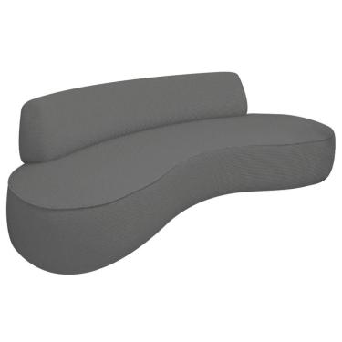 Imagem de Sofá Curvo 2 Lugares Orgânico Recepção Sala Amsterdã 120cm Linho Adj Decor Cinza