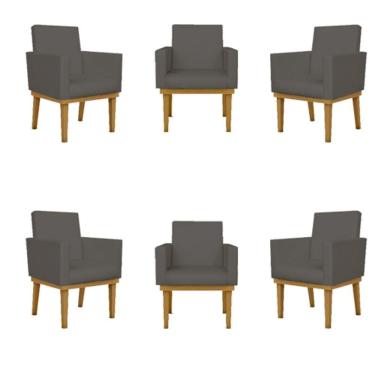 Imagem de Kit 06 Poltronas Reforçadas Escritório Courino Cor cinza