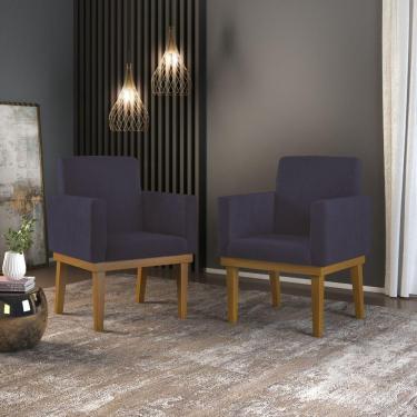 Imagem de Kit 2 Poltronas Courino Cadeira Com Base Reforçada Courino Preto Cor:courino Cinza