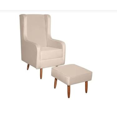 Imagem de Poltrona Cadeira Descanso Leitura Sala Quarto Amamentação Encosto Alto Linho