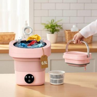 Imagem de Mini Máquina Lavar Portátil 6.5l Dobrável Com Centrifuga - B-MAX, Rosa