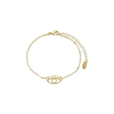 Imagem de Pulseira zoe olho grego folheada ouro 18k - PIUKA, Ouro 18k, 6 Meses