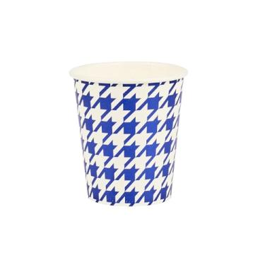 Imagem de Restaurantware Copos de papel branco pacote com 25 copos de festa poli-revestidos de 200 ml, design gráfico de borda enrolada, utensílios de bebida redondos empilháveis para água fria, suco, festas de