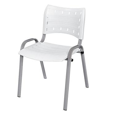 Imagem de Cadeira Iso Base Cinza, Igreja, Escola, Escritório - Branco Kit 1 Peça