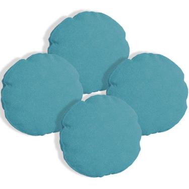 Imagem de Kit 4 Capas Para Almofada Redonda Boucle 50x50cm - 7 Decor Azul Turquesa