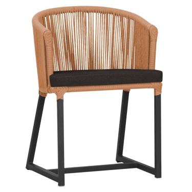 Imagem de Cadeira De Jantar Noronha Alumínio Preta E9 Trama  Terra Cota