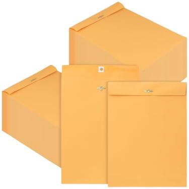 Imagem de NINGWAAN Envelopes com fecho de 200 peças, envelopes de catálogo Kraft marrom de 23 x 30 cm com fecho de fecho e selo gomado para correspondência, escritório, casa