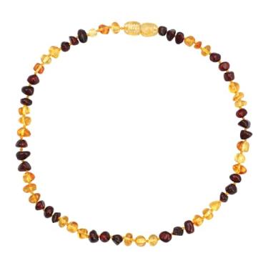 Imagem de Colar de âmbar báltico para adultos, colar de contas feito à mão de 15,7 polegadas, design de âmbar multicolorido, colar de pedras preciosas com fecho de torção seguro para homens e mulheres