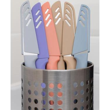 Imagem de Facas Coloridos Kit Un 6 de Cozinha Aço Aco Inoxidável 20cm - td