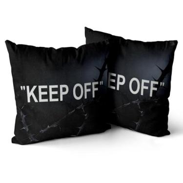 Imagem de Khxriypha Hypebeast Room Decor Keep Off Conjunto de 2 capas de almofada respiráveis quadradas para decoração de sofá de casa 45,7 x 45,7 cm Diablo Style-4