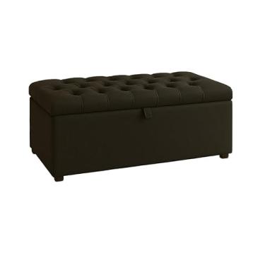 Imagem de Puff Baú Pé de Cama 90 cm Suede – Organizador de Sapatos, Brinquedos e Porta Objetos(Preto,Tampa Lisa)