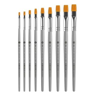 Imagem de Kit com 9 Pincéis Artísticos Flexível GRAF Brush CiS Chato Fibra Sintética Conjunto Tela Tinta Arte