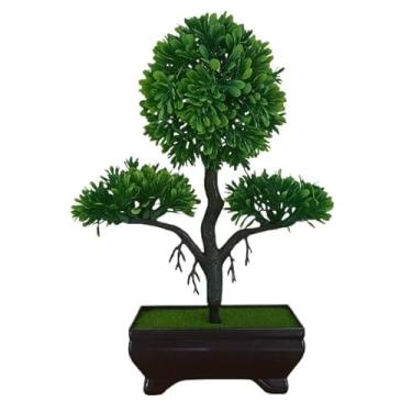Imagem de Bonsai Artificial Planta Decorativa - Pinho Natural em Plástico Realista para Decorações, Plantas Decorativas(FEICIDADE VASO ESCURO)