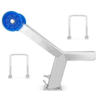 Imagem de Poste de guincho de reboque de barco com rolo compatível com barra de tração de reboque de barco de 7,6 cm L x 10 cm A, suportes de guincho de barco com altura ajustável, suporte de guincho de reboque