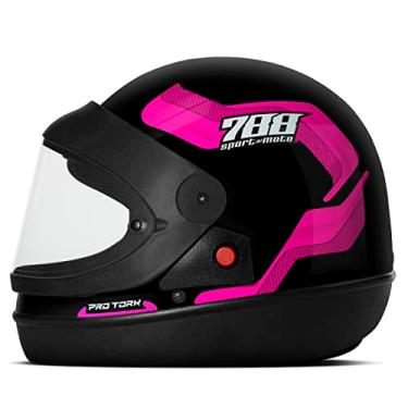 Imagem de CAPACETE FECHADO PRO TORK SPORT MOTO 788 PRETO - ROSA TAM. 60