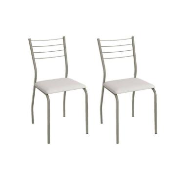 Imagem de Cadeira Sala De Jantar Malta 2c140nk Aço Kit 2 Un Niquel/ano Branco - Kappesberg