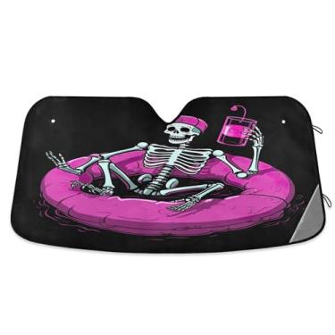 Imagem de SEHANY Esqueletos góticos engraçados para para-brisa, protetor solar dobrável, protetor de viseira de sol bloqueia os raios UV para manter o veículo fresco protetor de viseira para carro caminhão SUV