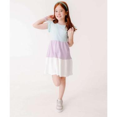 Imagem de Vestido Infantil Recorte Babado Marisa Tam 4 a 10-23029, Azul, Lilás, 