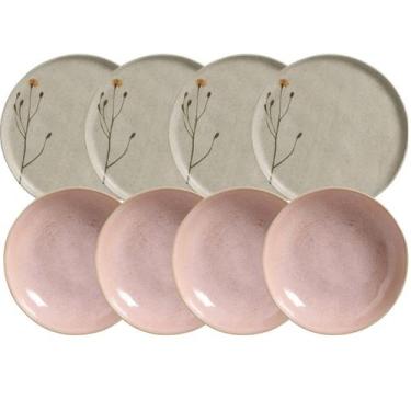 Imagem de Jogo de Pratos Rasos e Fundos 8 Peças Cerâmica Porto Brasil Campestre 