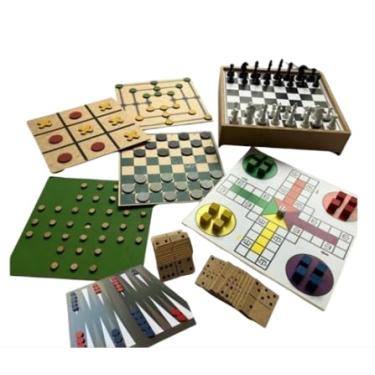Imagem de Jogo de Tabuleiro 8 em 1, Gamão, Ludo, Xadrez, Dama, Resta 1, Trilha, Dominó, Jogo da Velha