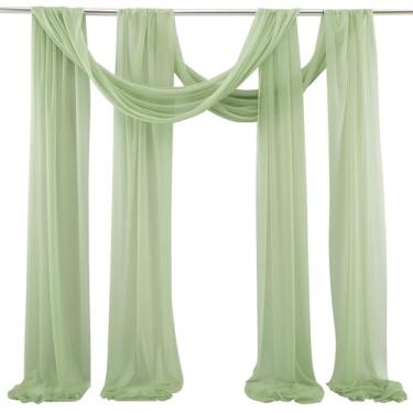 Imagem de Generic Painéis de Tecido de Cortina de Casamento de Tule Com Verde Cintilante, Cortinas de Fio Elástico Fáceis de Pendurar para Decoração de Palco de Recepção, 75 X 600 Cm, 2 Peças, Ideal para
