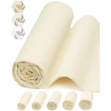 Imagem de FIVEIZERO Tecido de musselina 100% algodão por jarda, 160 cm x 1 jarda material de algodão natural cru – Tecido chita bege de peso médio para costura, acolchoamento, bordado, artesanato e projetos de