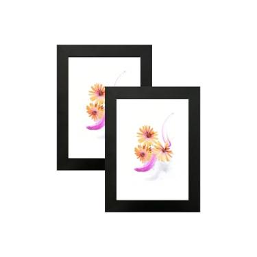 Imagem de Moldura para exibição de fotos para mesa ou parede, suporte decorativo para fotos, exibição de documentos de estilo simples para decoração de sala de escritório (preta, 12 x 17 cm)