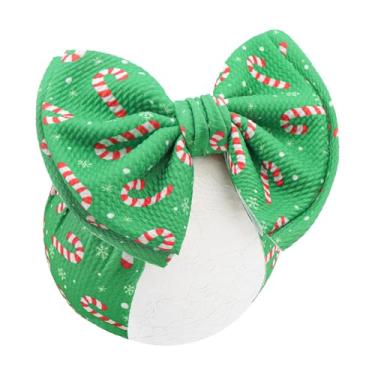 Imagem de YanJie Faixa de cabelo infantil de 17,8 cm para bebês meninas, arco de cabelo em camadas, faixa verde para roupas infantis de Natal