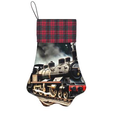 Imagem de Meias de Natal com estampa de locomotiva a vapor, animais de estimação, decoração de Natal, cães, gatos, árvores, doces, presente, conveniente