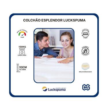 Imagem de Cama Box Baú Casal Suede + Colchão Esplendor Molas Ensacadas Luckspuma 138x188x75 Preto