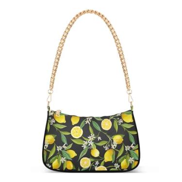 Imagem de Bolsas de ombro femininas Lemon Hobo Bolsa pequena clutch com fecho de zíper