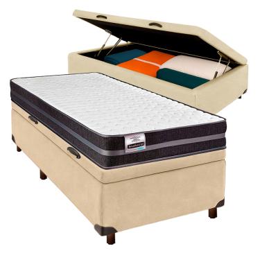 Imagem de Conjunto Cama Box Bau Blindado Solteiro + Colchão Molas Ultralastic Bogota Inducol