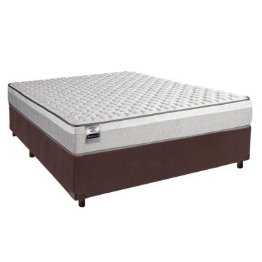 Imagem de Cama + Box Marrom e Colchão Molas Ensacadas Casal - Hanover Inducol