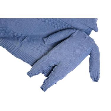 Imagem de Kit 2 Pçs Saída Maternidade Macacão M/L e Manta Trança Tricot Unissex 