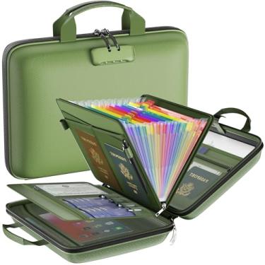 Imagem de Organizador de arquivos à prova de fogo com fechadura, capa rígida à prova de fogo, caixa de documentos à prova de fogo com 13 bolsos coloridos, pasta de arquivo sanfonada, organizador de documentos