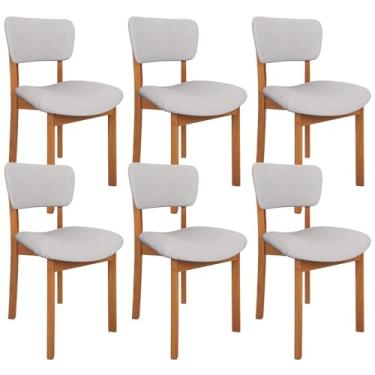 Imagem de Kit 06 Cadeiras Para Sala de Jantar Cozinha Living Estofada Dara L02 Linho Cinza - Lyam Decor