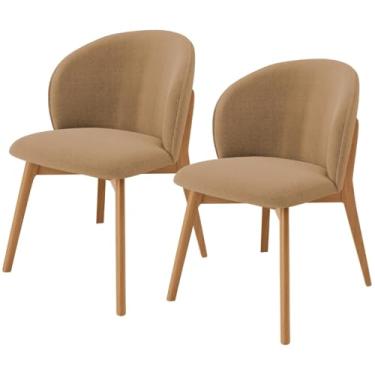 Imagem de Kit 02 Cadeiras de Jantar e Estar Living Estofada Mia L02 Bouclê Mostarda - Lyam Decor