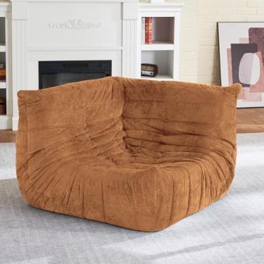 Imagem de HABUTWAY Cadeira Bean Bag, cadeiras de espuma viscoelástica para adultos, cadeira de canto lareira, sofá de canto preguiçoso para sala de estar, quarto, dormitório, escritório (marrom)