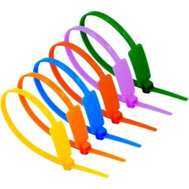 Imagem de Abraçadeira plástica colorida com etiqueta de 20 cm de comprimento para escrever em etiquetas de arame com fecho de correr Etiquetas de marcação de cabo 5 x 200 mm Nylon Power Marking Label Strap (100