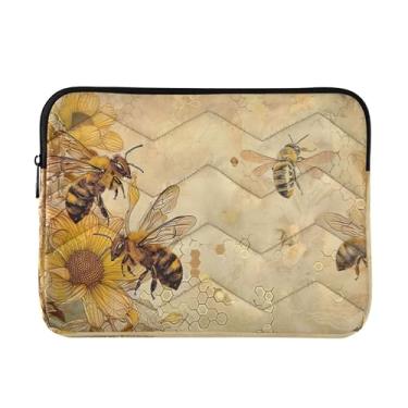 Imagem de Bolsa feminina vintage Bees Girassóis para laptop, média à prova de choque, capa protetora para transporte de computador, bolsa superior de 33 a 13,3 polegadas