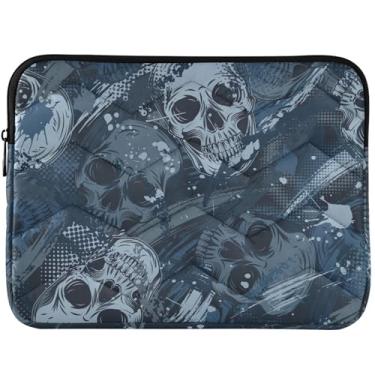 Imagem de Capa de laptop personalizada azul grunge camuflagem caveiras fofas para laptop bolsas, capas e mangas coloridas para notebook capa universal para laptop 13-14 polegadas