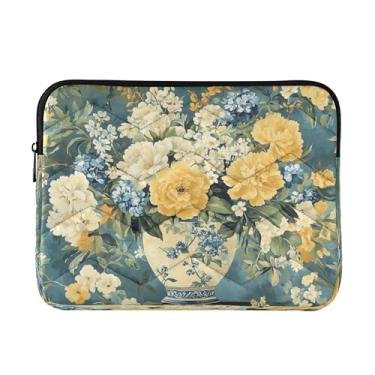 Imagem de Bolsas de trabalho clássicas com rosas amarelas azuis para mulheres, capa protetora à prova de choque, bolsas de professor de 15,6 polegadas