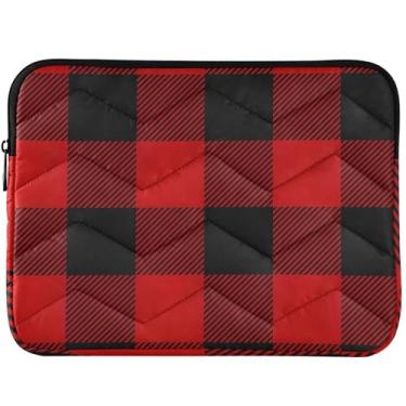 Imagem de Capa protetora personalizada para laptop xadrez vermelho preto fofo capa protetora para notebook capa protetora para notebook universal de 13 polegadas