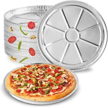 Imagem de Stock Your Home Formas de pizza de alumínio de 30 cm descartáveis (pacote com 50) forma focaccia de folha redonda para pizzas pessoais individuais, lata de bolo de biscoito de chocolate tamanho