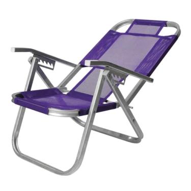 Imagem de Cadeira de Praia Reclinável 5 Posições - Estilo Clássico para Jardim, Piscina, Camping e Lazer ao Ar Livre, Portátil e Confortável