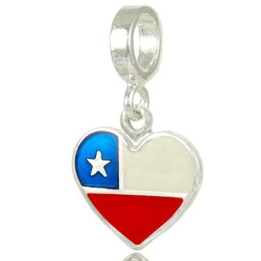 Imagem de Berloque Charms Bandeira Coração Paises Nações Prata 925 - La&Ny Prata