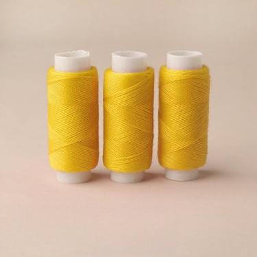 Imagem de 10 carretéis de linha de costura de poliéster - kit de linha para máquina de costura doméstica de tamanho pequeno, acessórios de costura manual (amarelo)