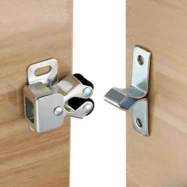 Imagem de Kit 10 Fechos Rolete Zincado - Trava de Pressão para Porta, Armário, Móveis e Gaveta, Segurança e Praticidade para Residência