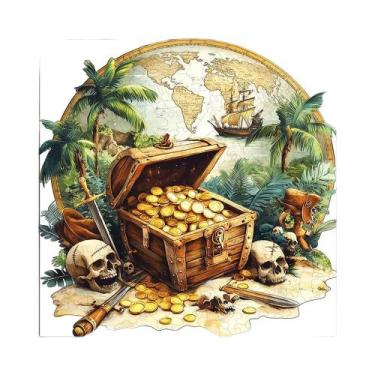 Imagem de Quebra-Cabeça De Madeira Animal Cup World Urso Pirata Moeda De Ouro Di