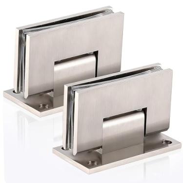 Imagem de NovaNectar Dobradiça de porta de vidro de latão, dobradiças de placa traseira curta resistente de 90 graus, substituição de ferragens de porta de chuveiro para vidro temperado de 8 a 12 mm (5/40.6 cm